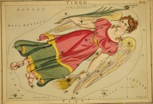 old illustrated map of the constellation virgo