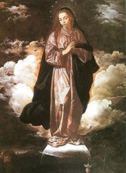 a photo of the painting "Virgin Mary" by Diego Velazquez