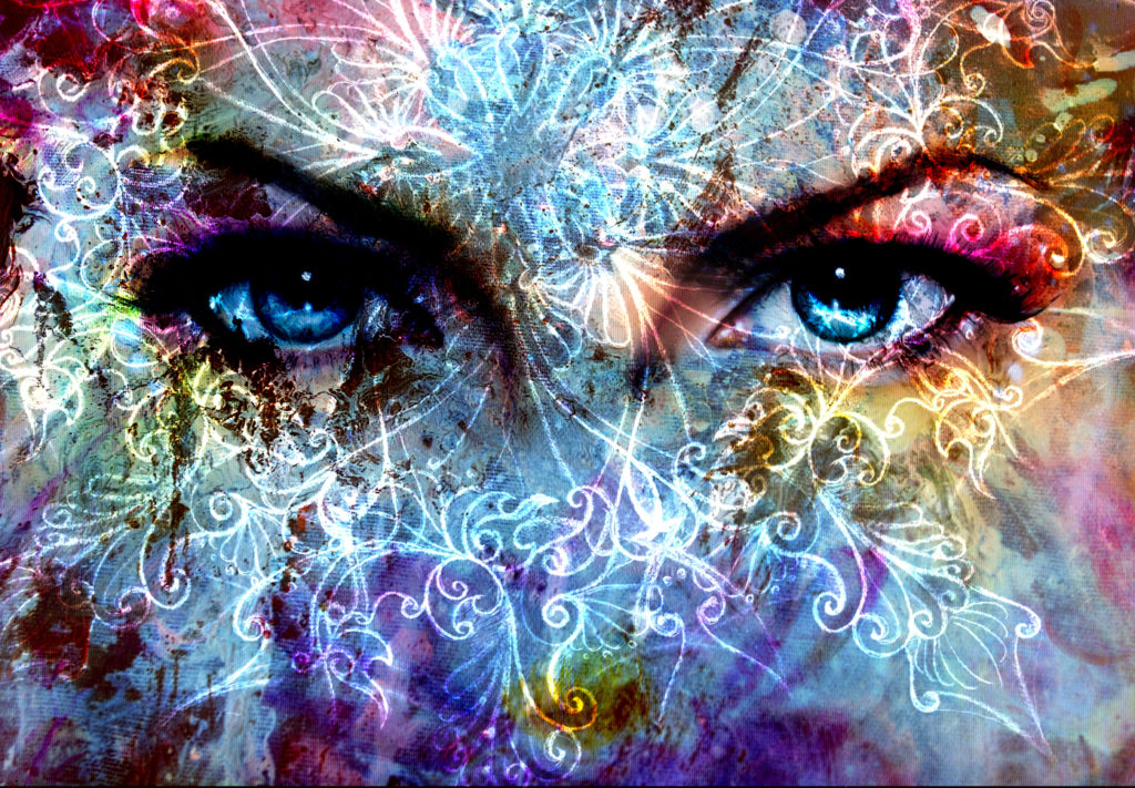 women eyes beautiful piercing blue crackle effect